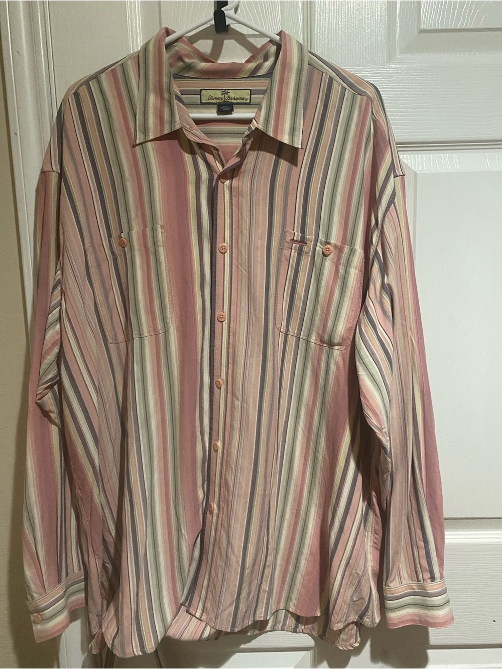Tommy Bahama Pink Multi-Striped Casual Button-Down Shirt